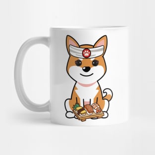 Funny orange dog is a sushi chef Mug